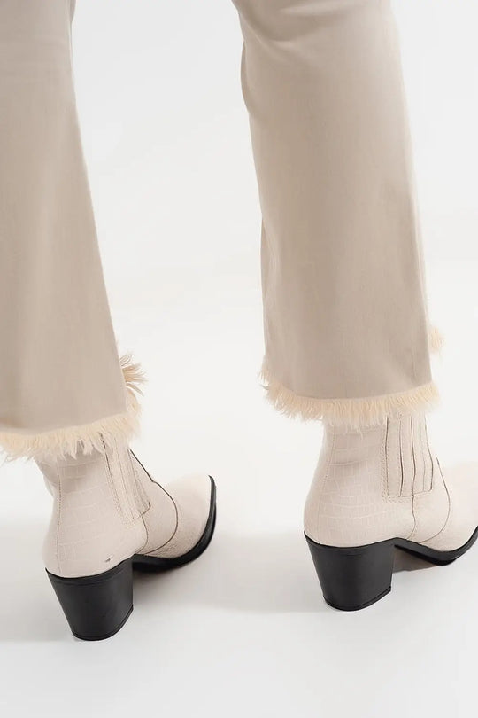 straight jeans in beige with wide ankles - Colored Jeans