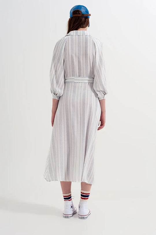 Button through smock midi dress in stripe - Dresses