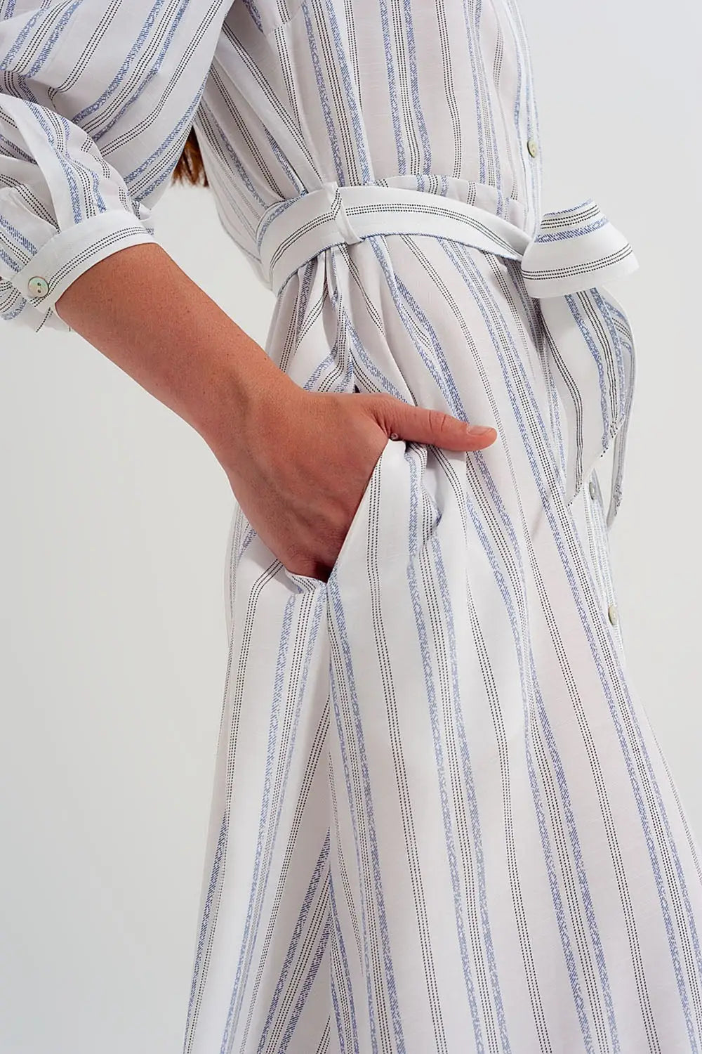 Button through smock midi dress in stripe - Dresses