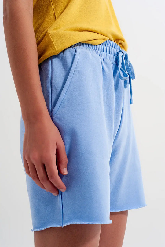 Co-ord jersey slim shorts shorter length in blue - Pants