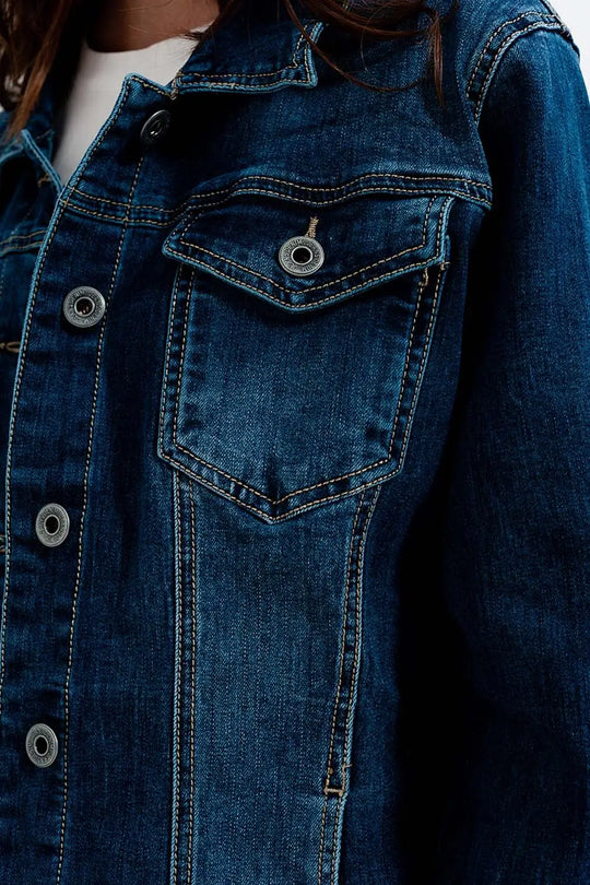 Cropped denim jacket in darkwash blue - Jackets