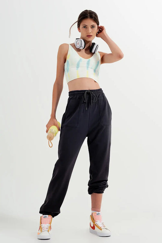 Joggers with elastic waist band in dark gray - Pants