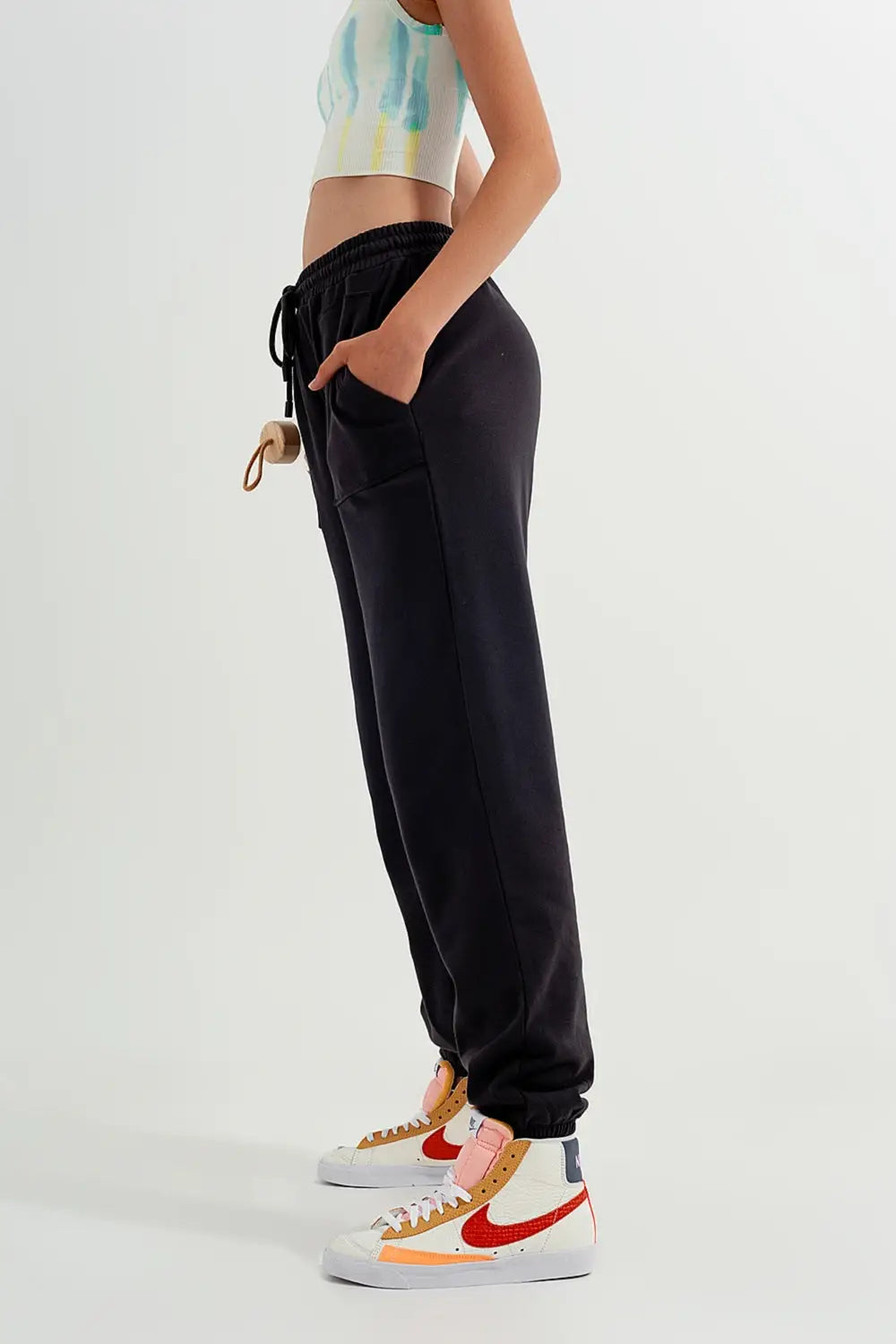 Joggers with elastic waist band in dark gray - Pants