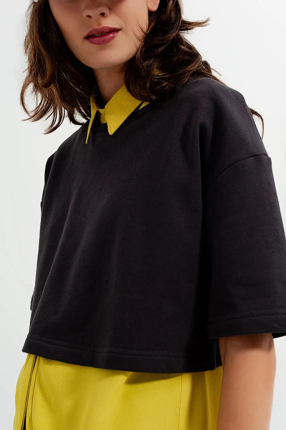 T shirt crop top dark grey - T-Shirts Tops
