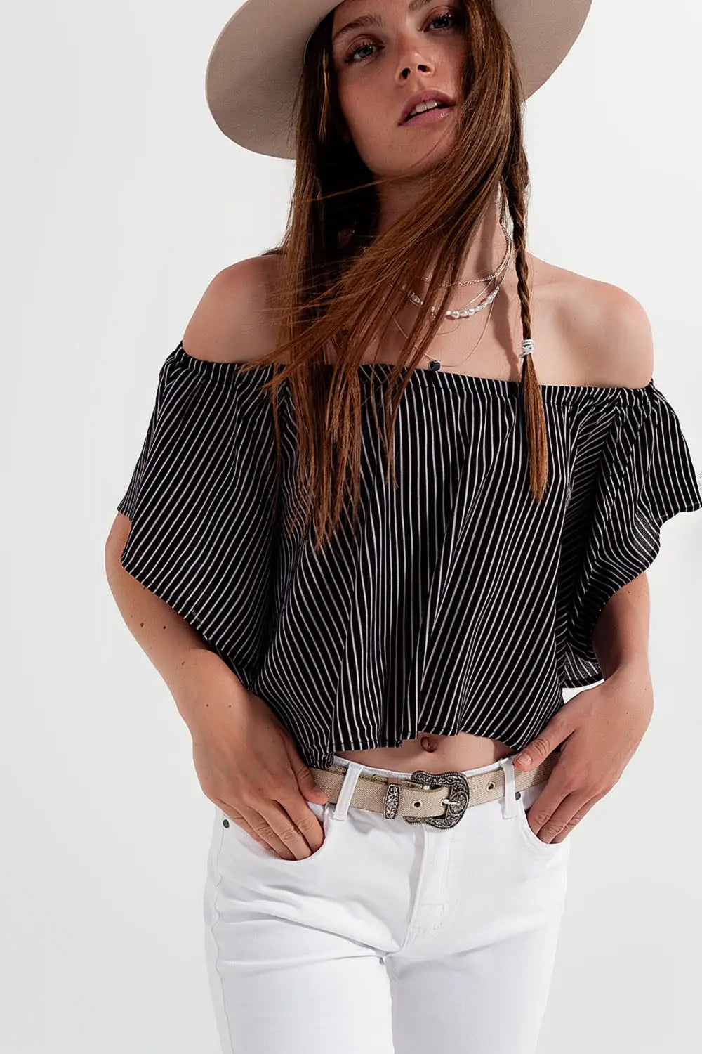 Bardot top in stripe - Shirts Tops