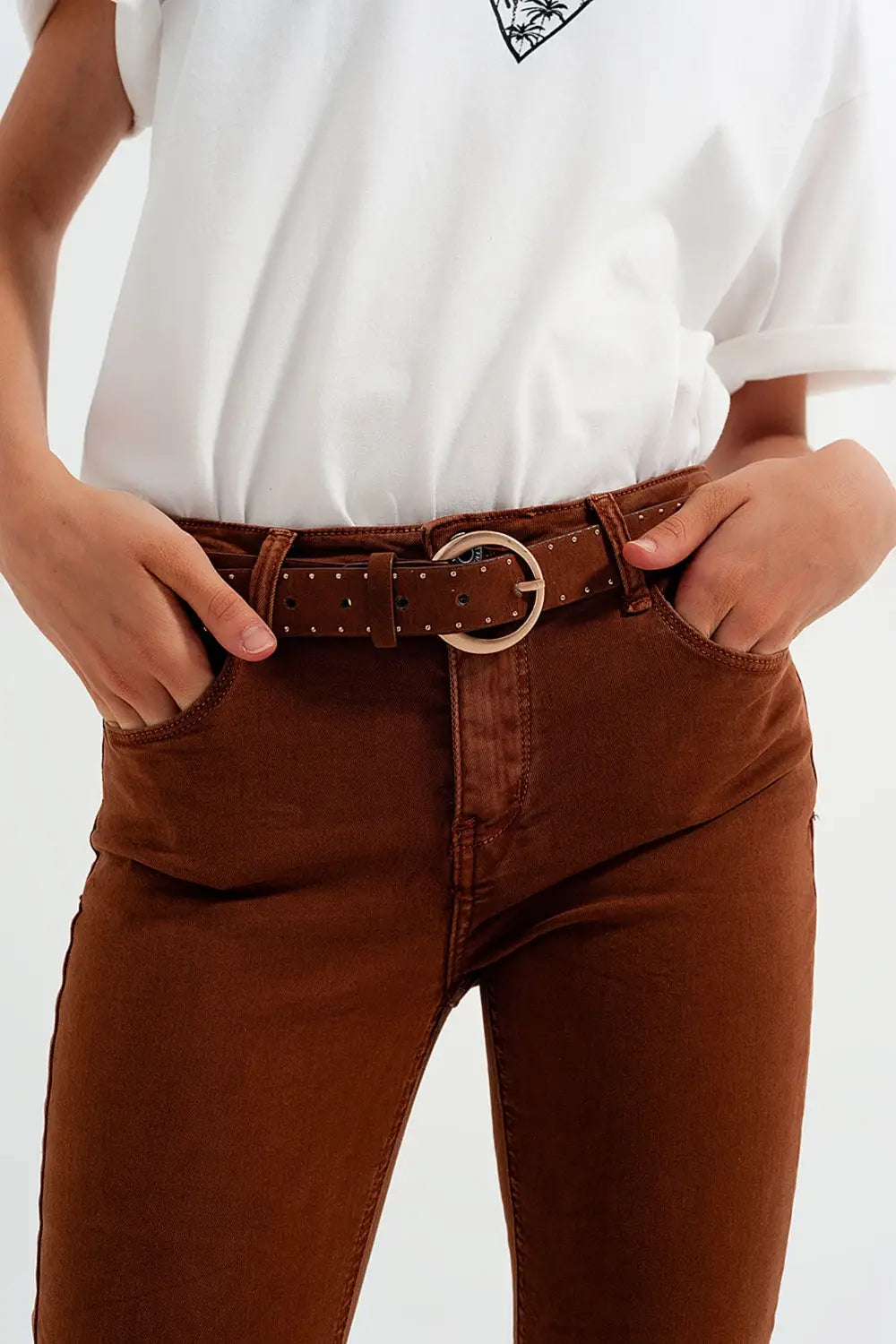 High waisted super skinny pants in camel - Colored Jeans
