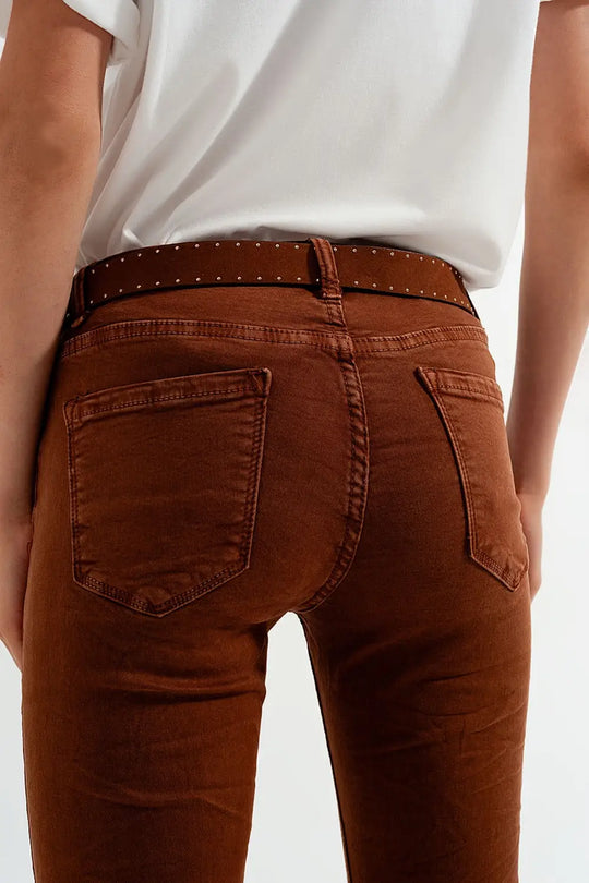 High waisted super skinny pants in camel - Colored Jeans
