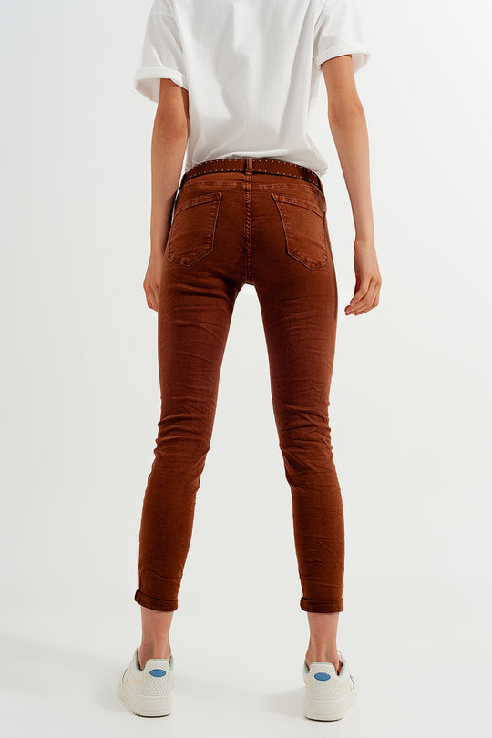 High waisted super skinny pants in camel