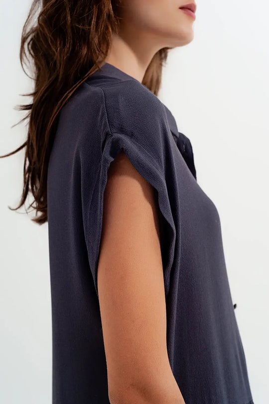 Tiered hem shirt dress in grey - Dresses