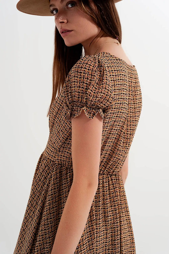 Mini dress in cream check - Dresses