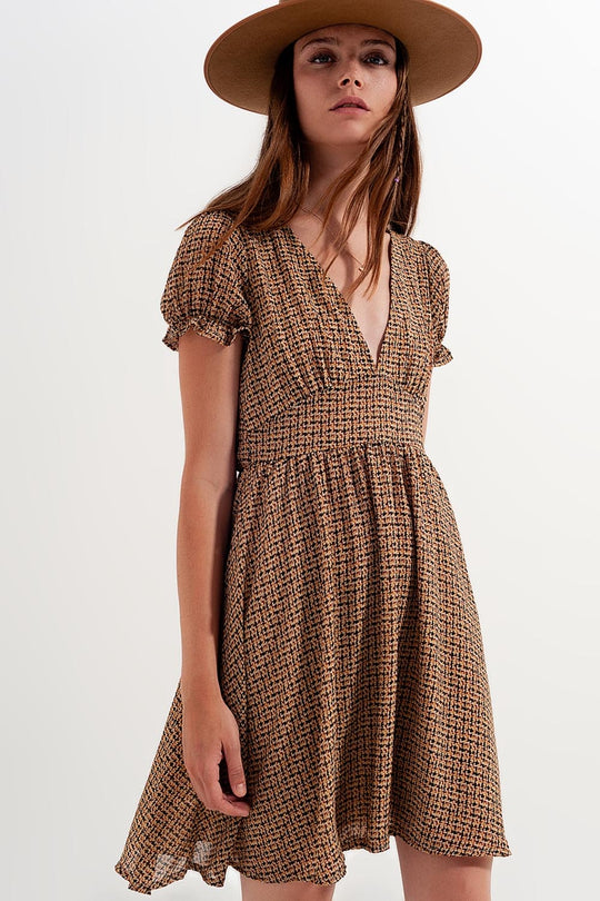 Mini dress in cream check