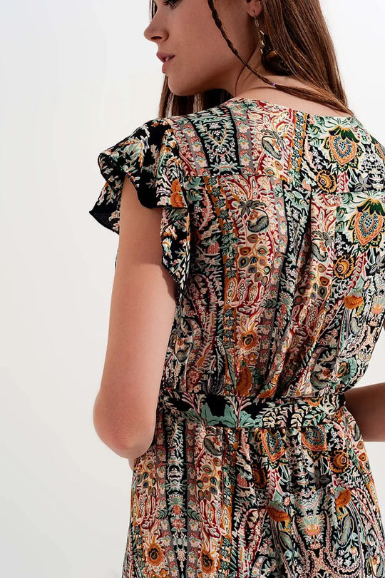 Maxi dress with tiered skirt in mixed paisely print - Dresses