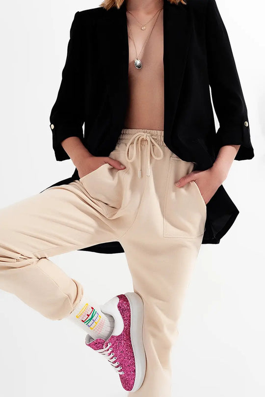 Joggers with elastic waist band in beige - Pants