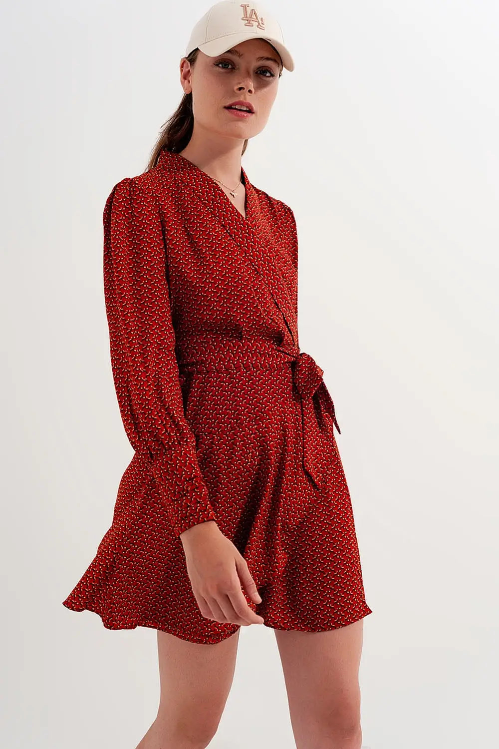 Wrap mini dress in geo print - Dresses