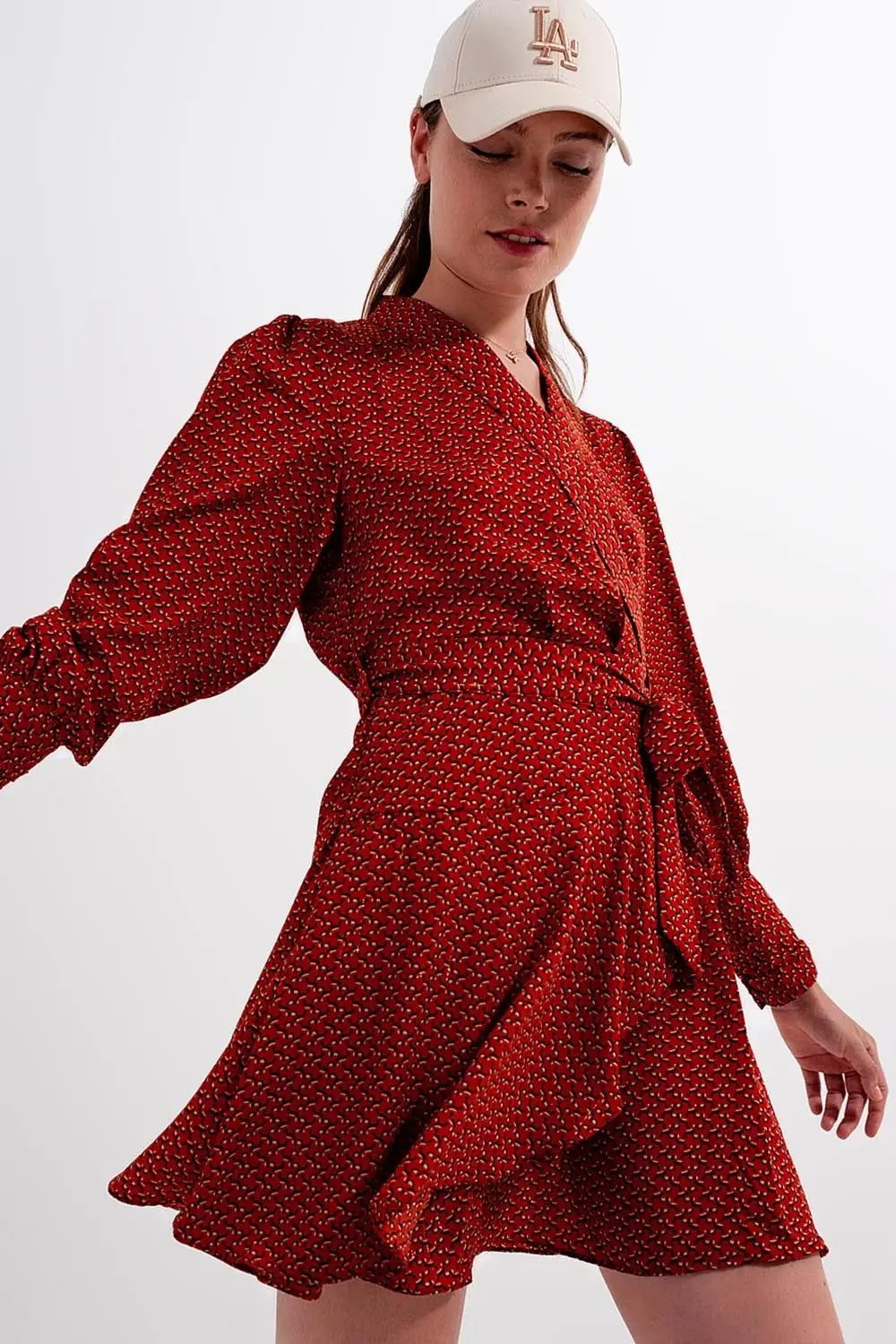 Wrap mini dress in geo print - Dresses