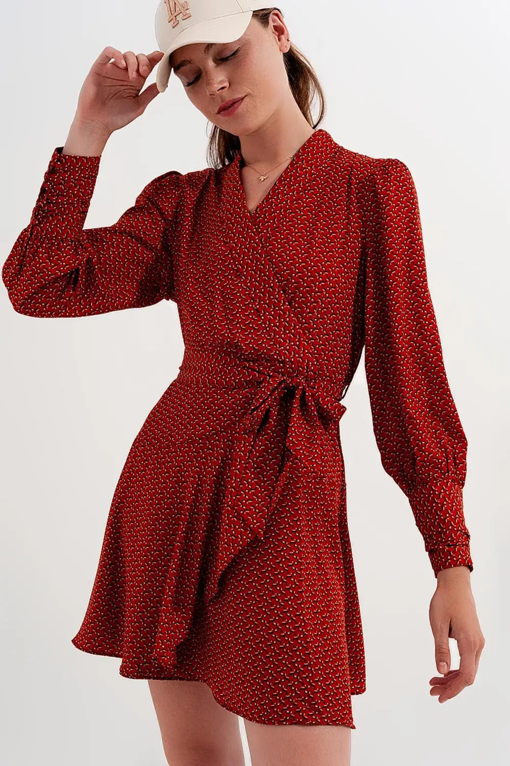 Wrap mini dress in geo print - Dresses