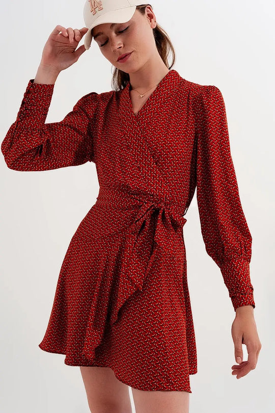 Wrap mini dress in geo print - Dresses