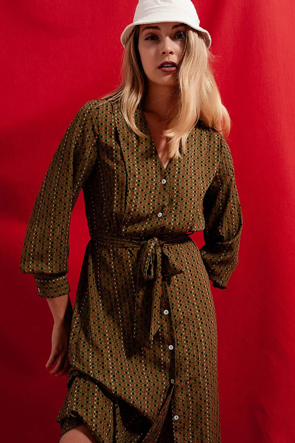 Check print shirt midaxi dress - Dresses