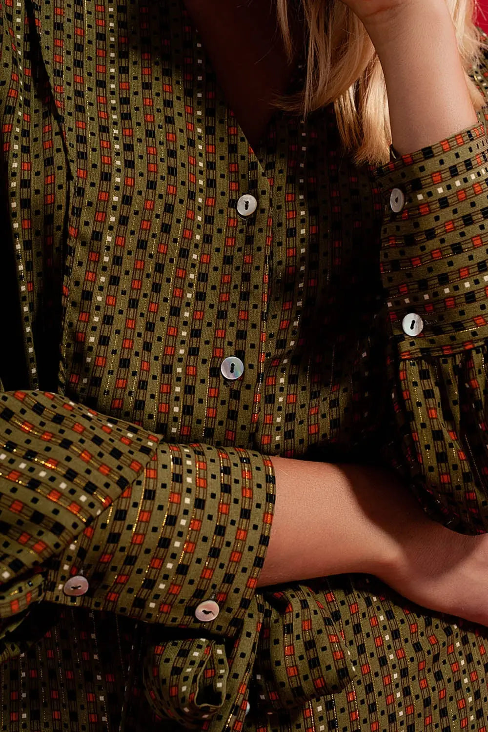 Check print shirt midaxi dress - Dresses