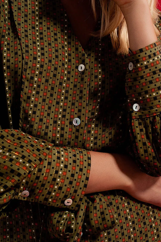 Check print shirt midaxi dress - Dresses