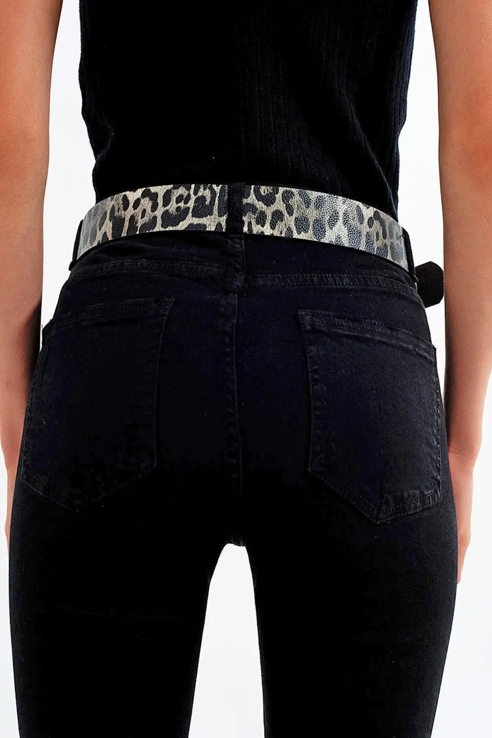 Black jagged hem skinny Stretch Jeans - Colored Jeans