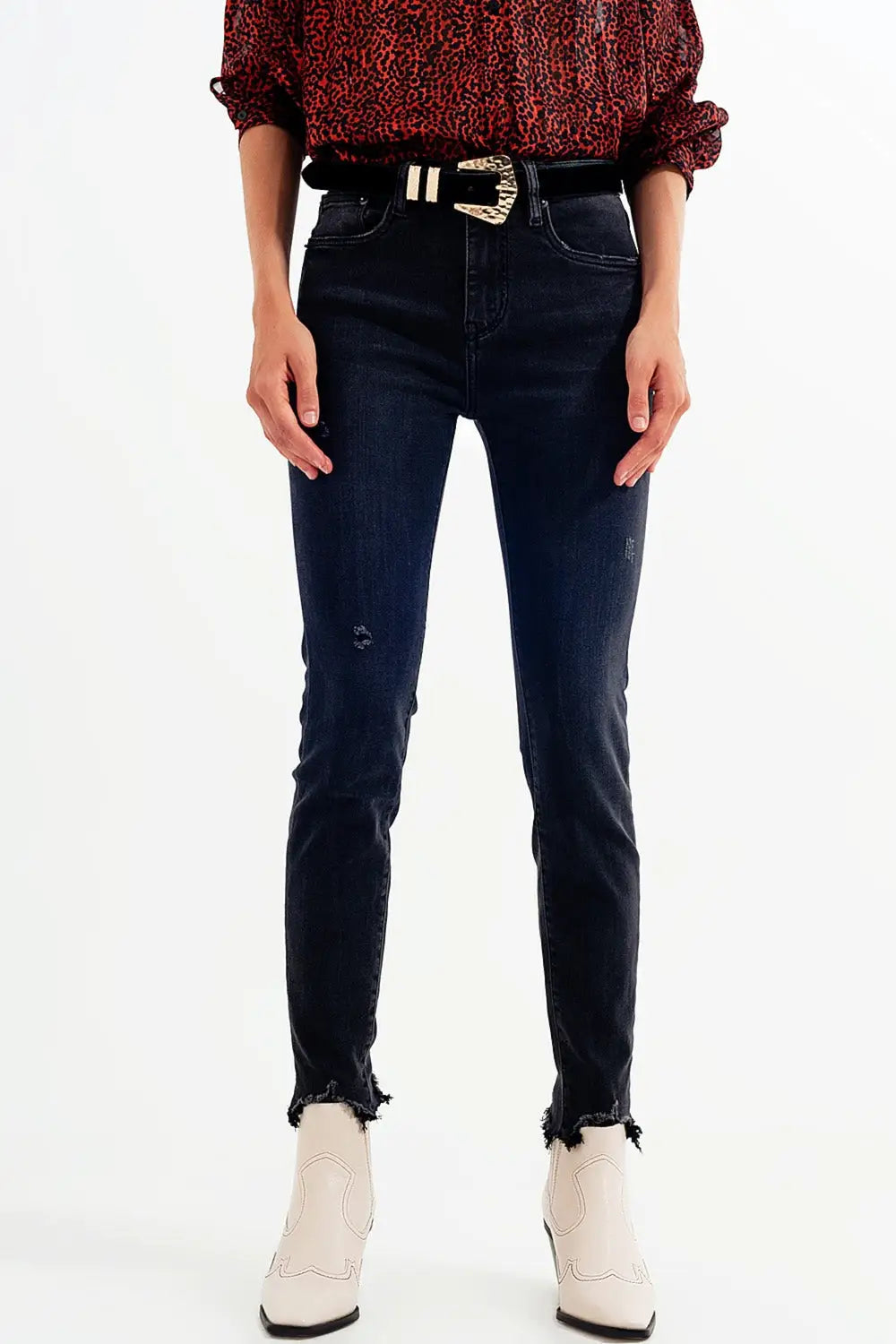 Skinny jeans in washed black