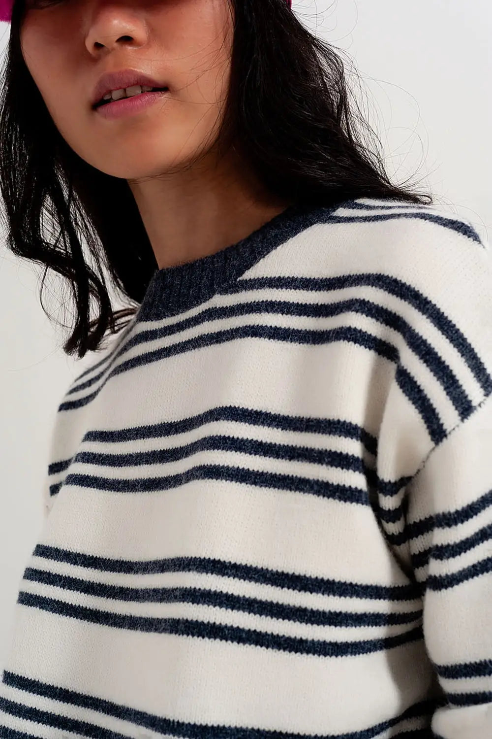 Striped long sleeved sweater in white - Sweaters