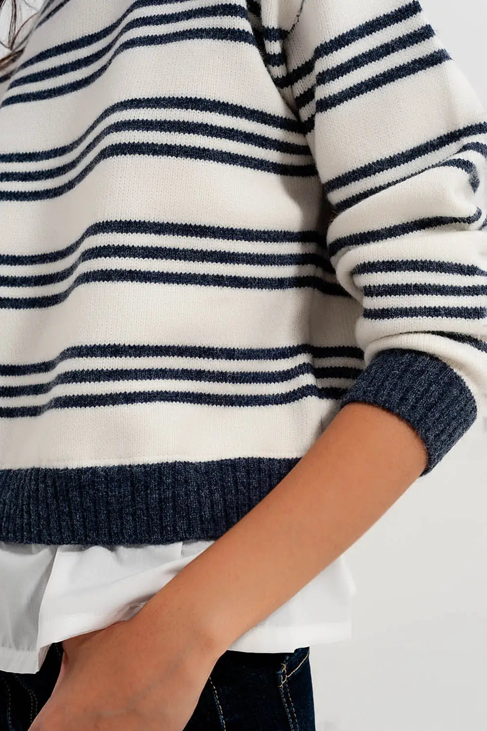 Striped long sleeved sweater in white - Sweaters