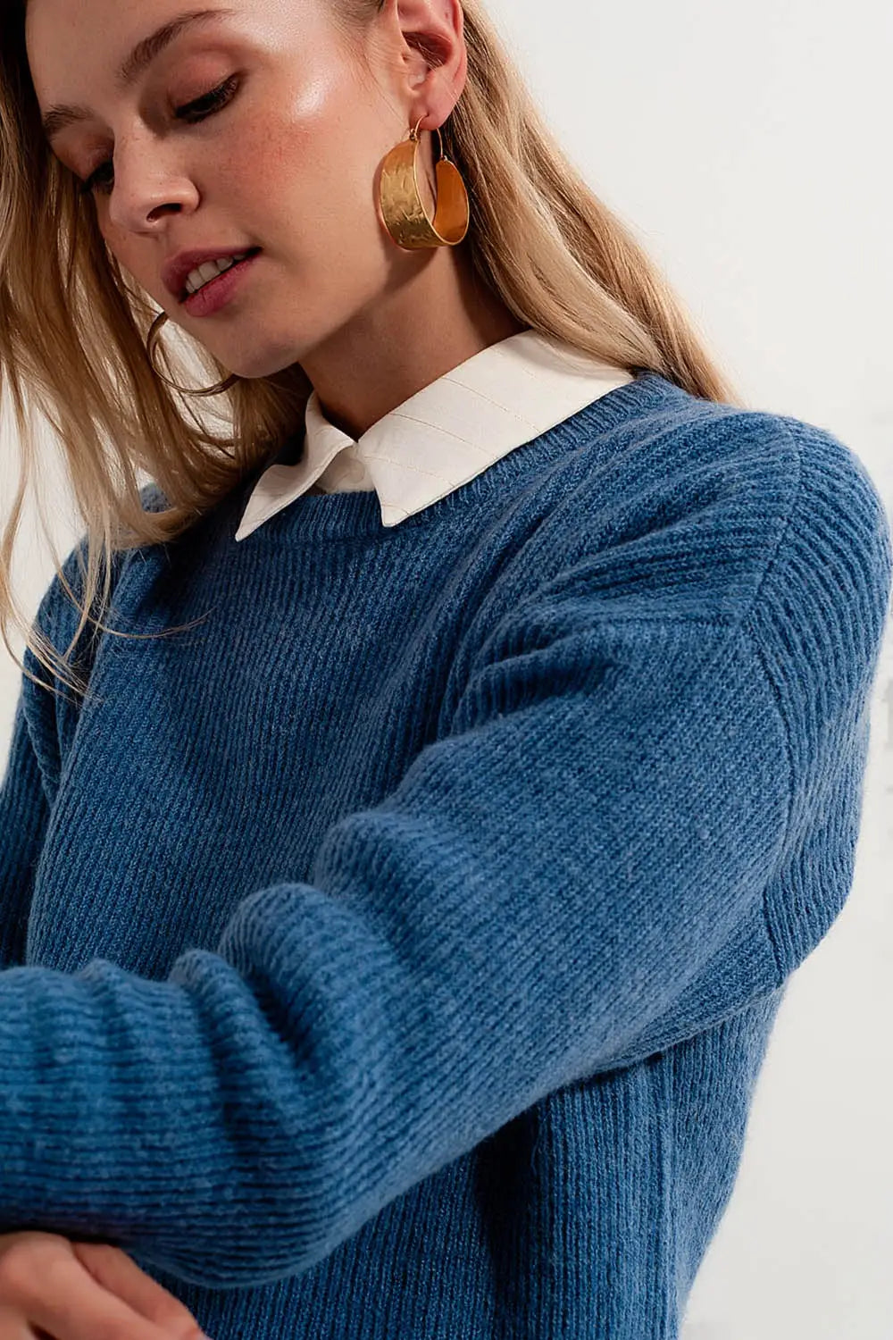 Blue crew neck jumper - Sweaters
