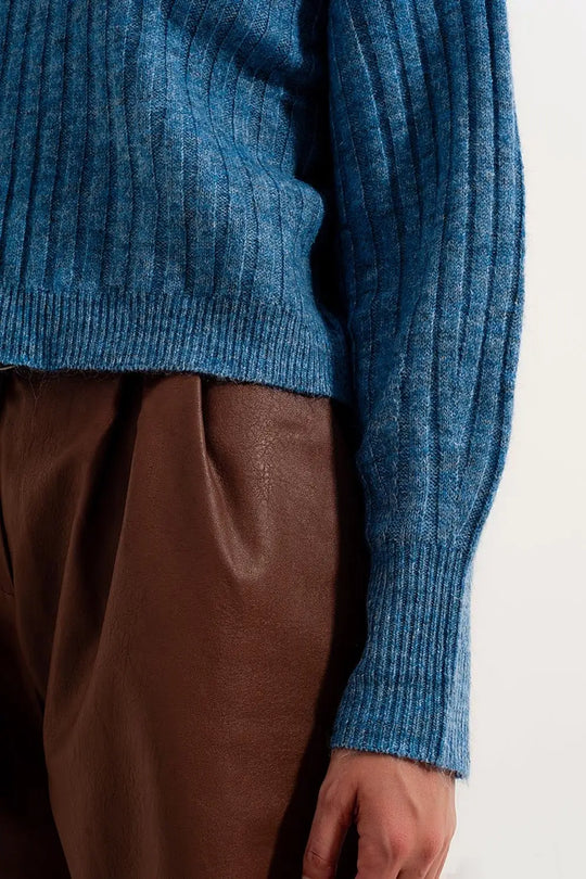 Boxy chunky stitch sweater in blue - Sweaters