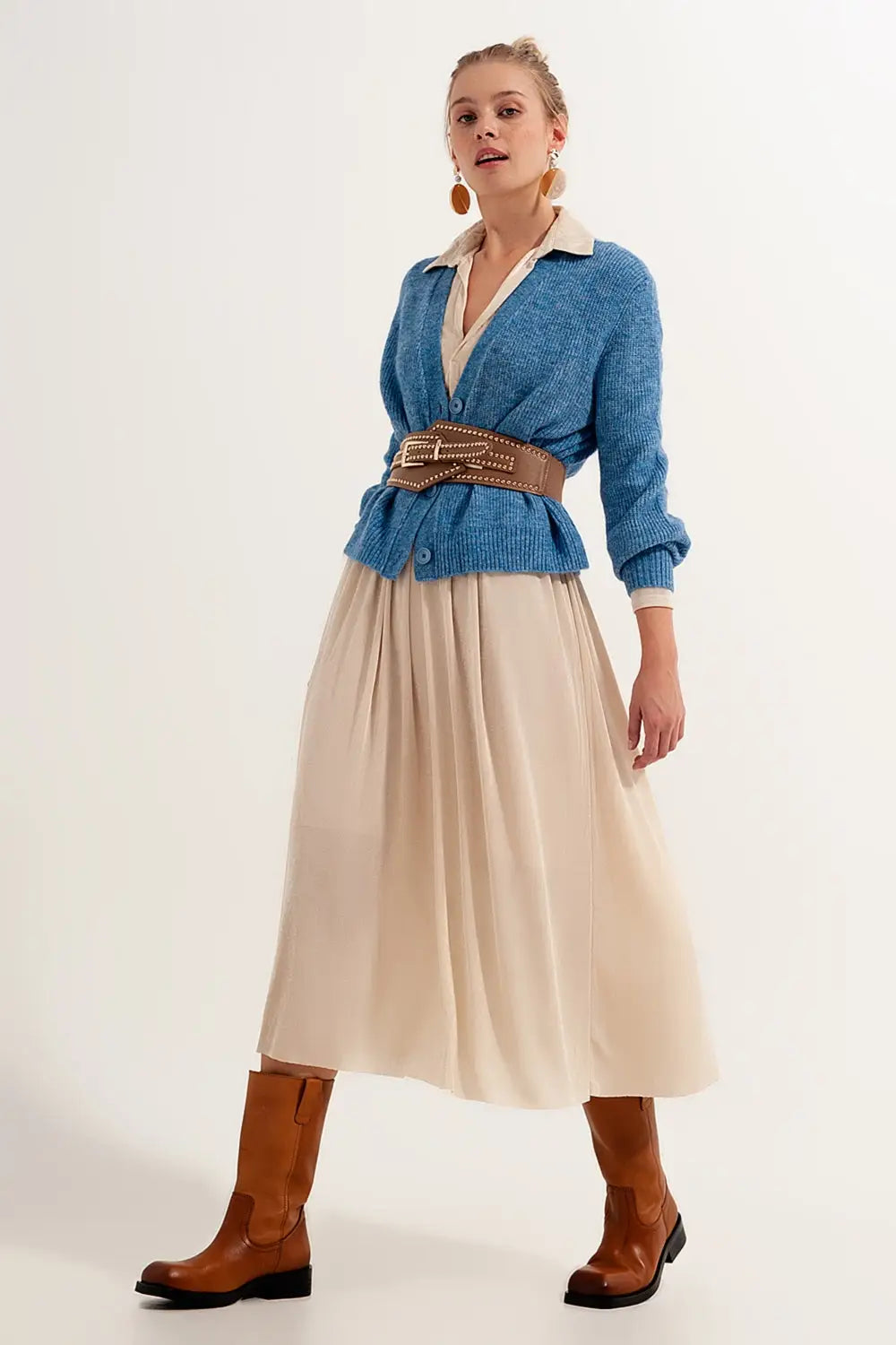 Button Through Cardigan in Blue - Cardigans