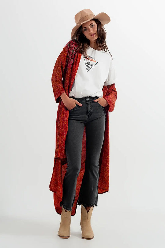 Flare jeans in dark grey with asymmetric detail - Colored Jeans