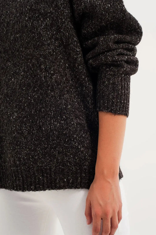 Black sweater with round collar - Sweaters