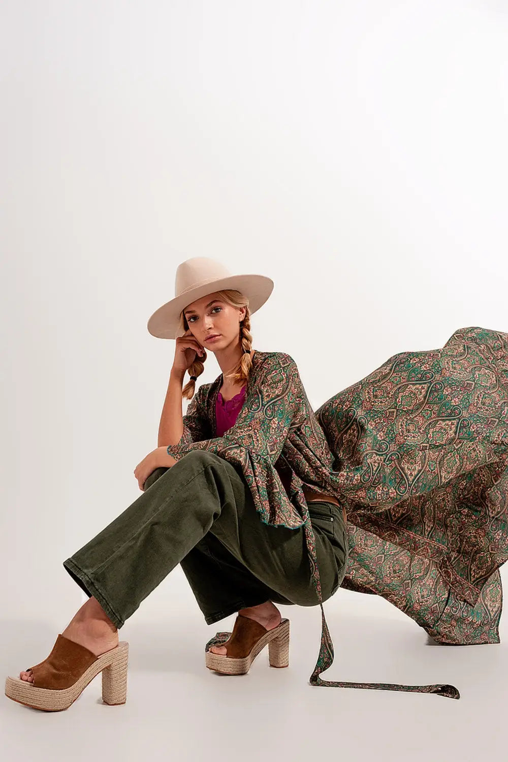 high rise slouchy mom jeans in green - Colored Jeans