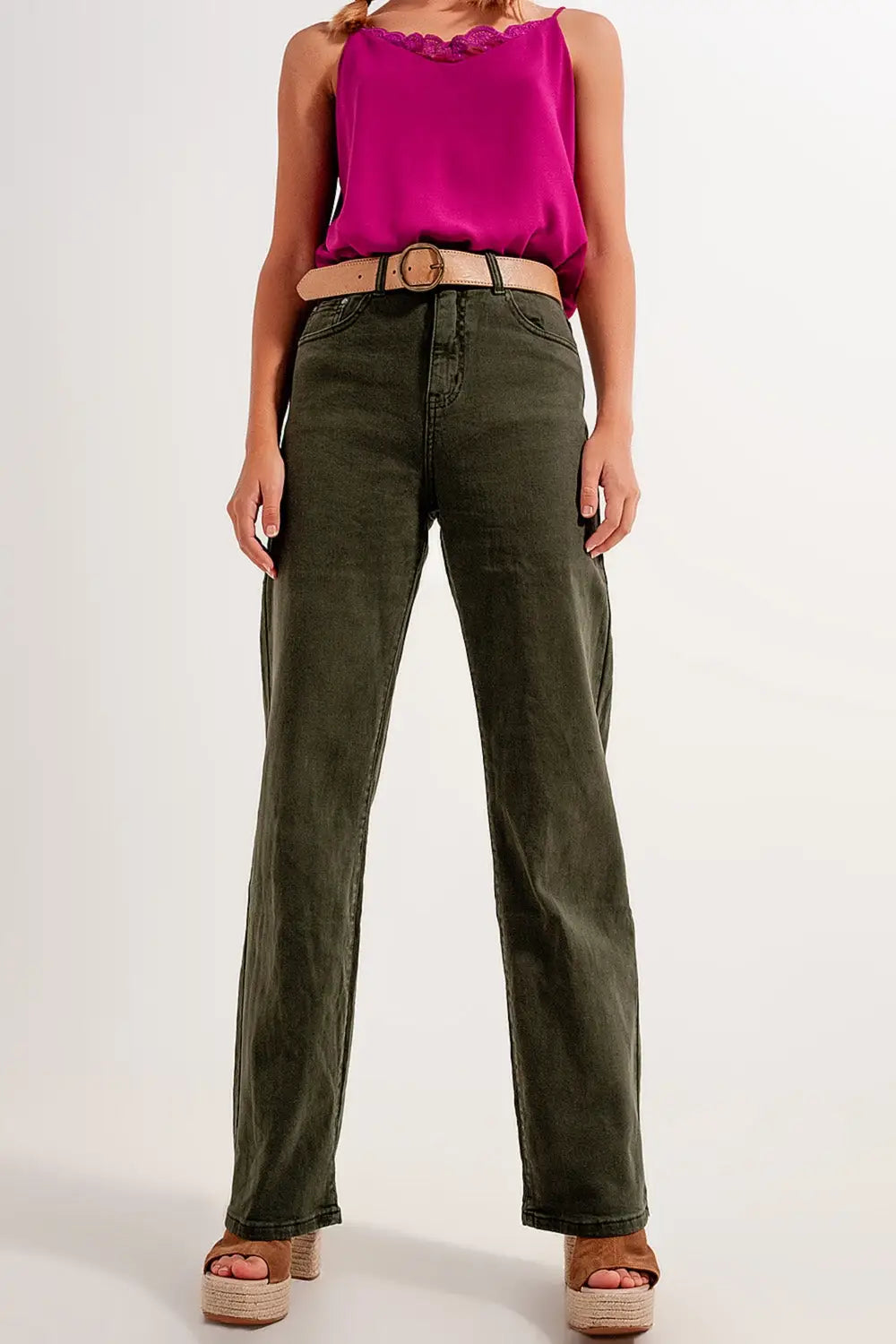 high rise slouchy mom jeans in green - Colored Jeans