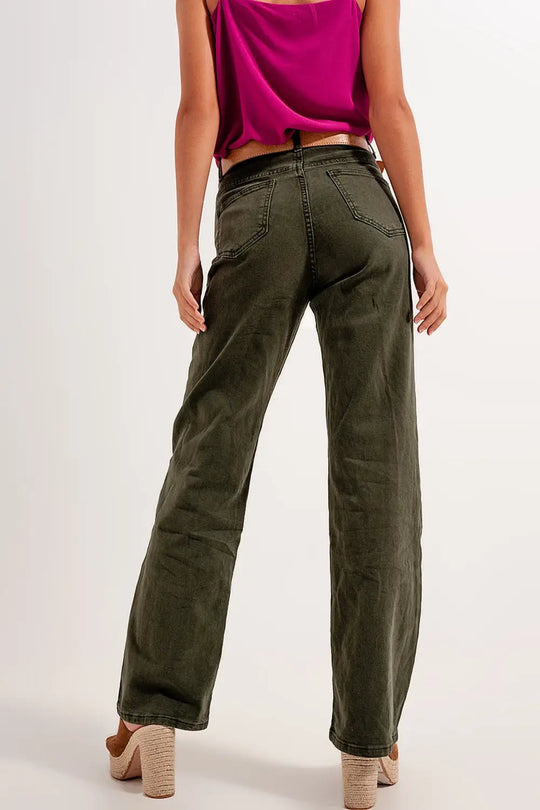 high rise slouchy mom jeans in green - Colored Jeans
