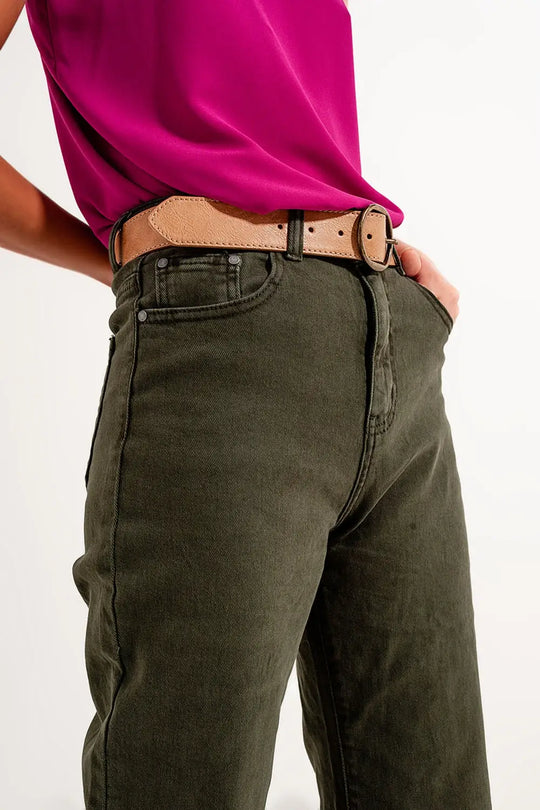 high rise slouchy mom jeans in green - Colored Jeans
