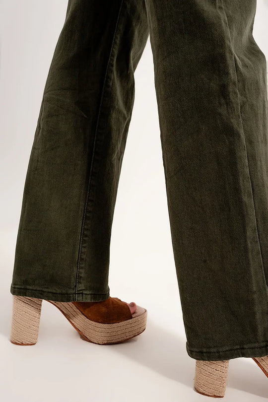 high rise slouchy mom jeans in green - Colored Jeans