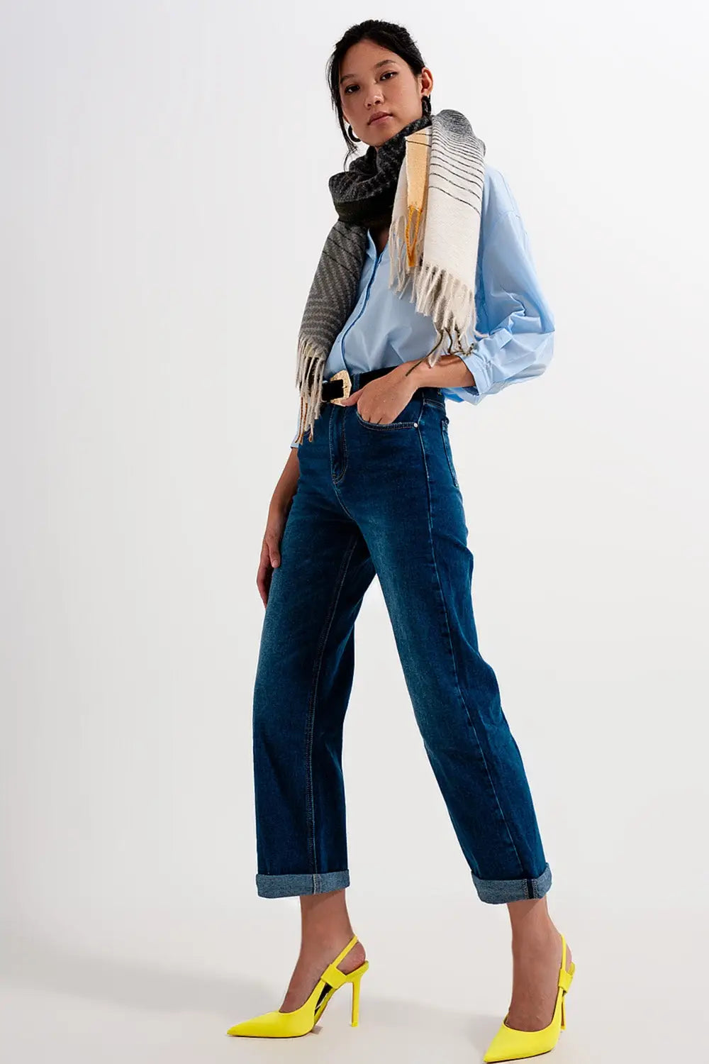 90s straight leg jean in mid wash blue