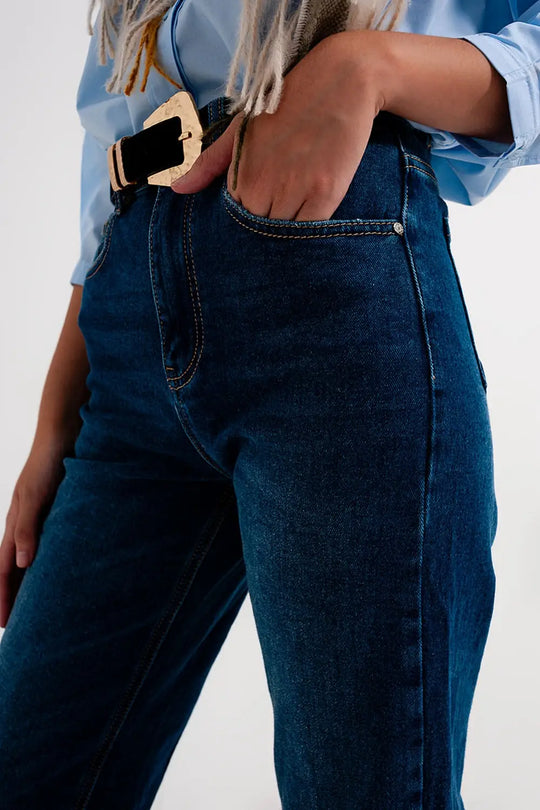90s straight leg jean in mid wash blue