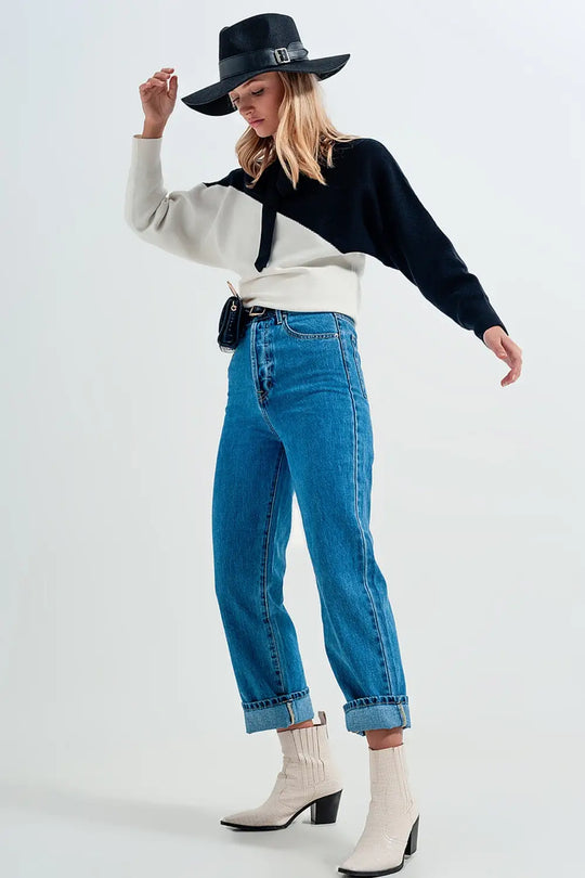 High waisted mom jeans in vintage blue