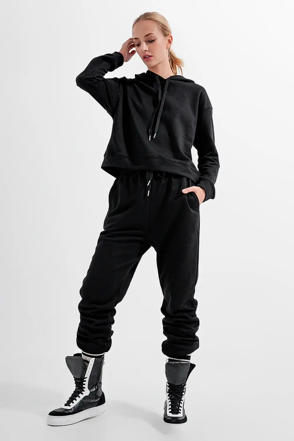 Adjustable waistband joggers in black - Pants