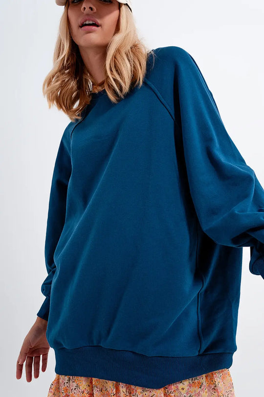 Super oversized sweatshirt with seam detail in blue - BLUE / ONE - Sweaters