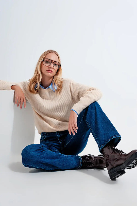 Beige crew neck jumper - Sweaters