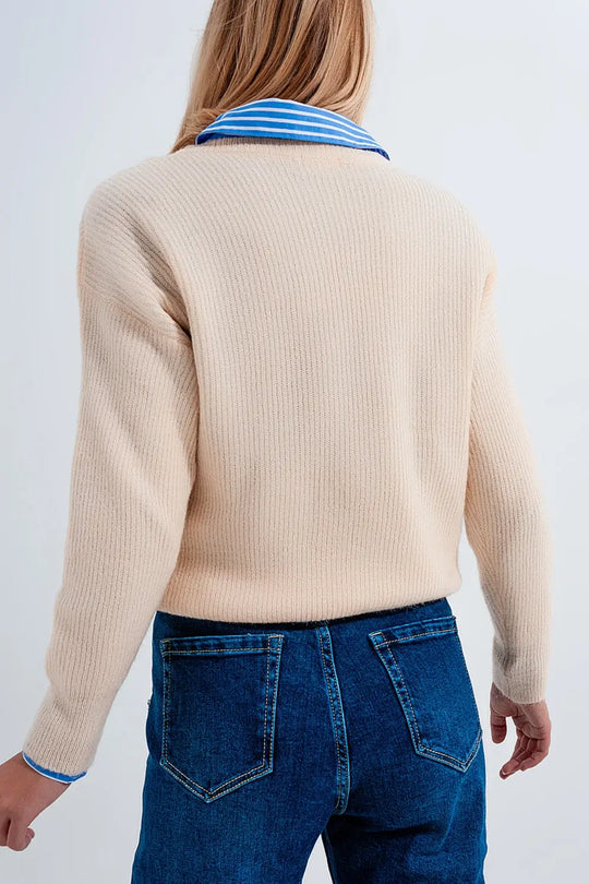 Beige crew neck jumper - Sweaters