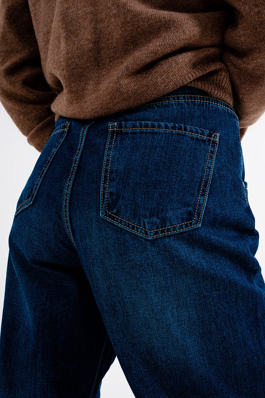 Medium blue pleat front pegged Jeans