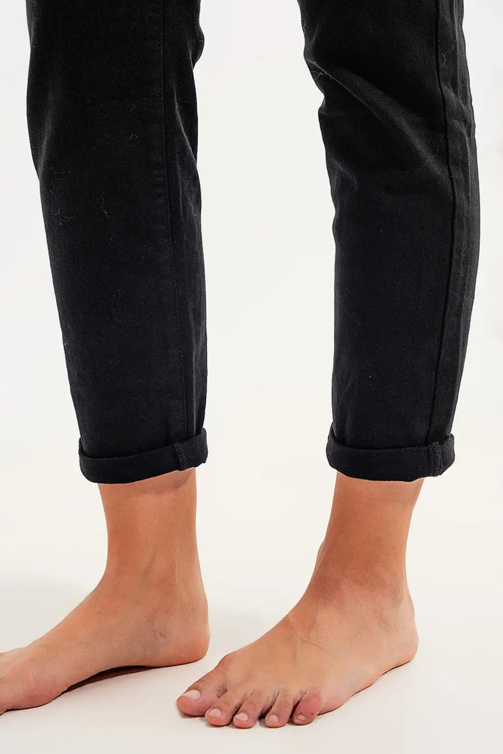 Stretch paperbag waist straigh Jeans in black - Colored Jeans