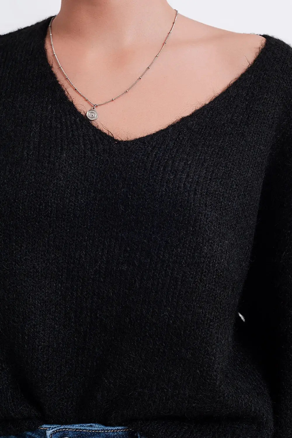 Black batwing fluffy sweater - Sweaters