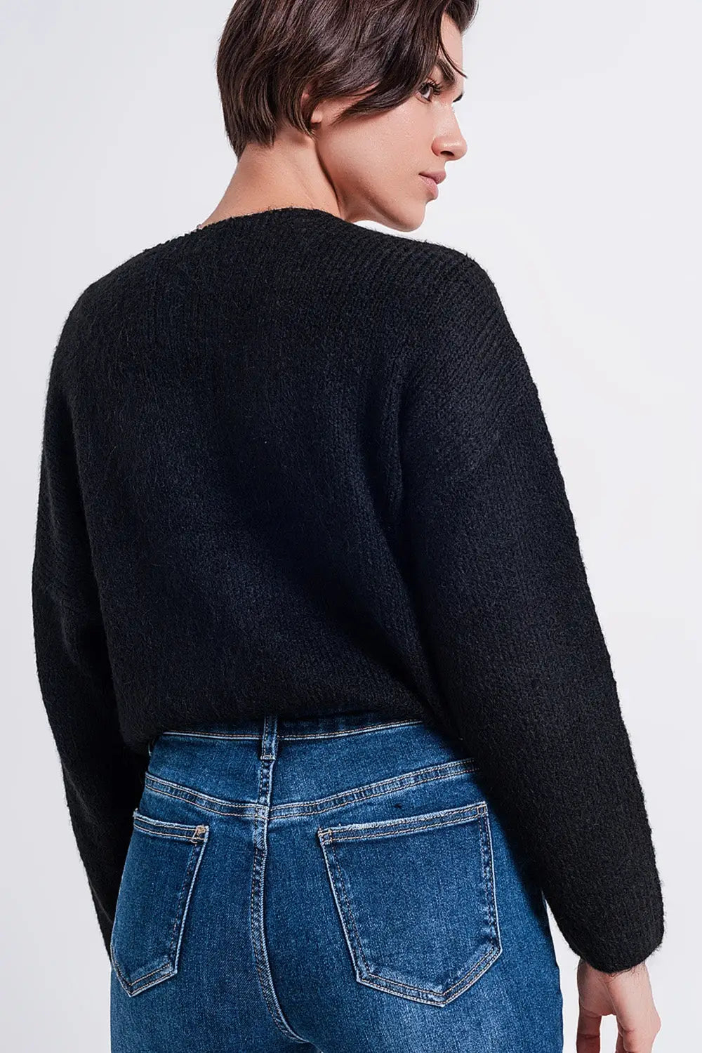 Black batwing fluffy sweater - Sweaters