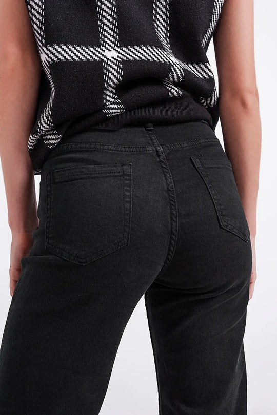 Cropped wide leg jeans in black - Colored Jeans